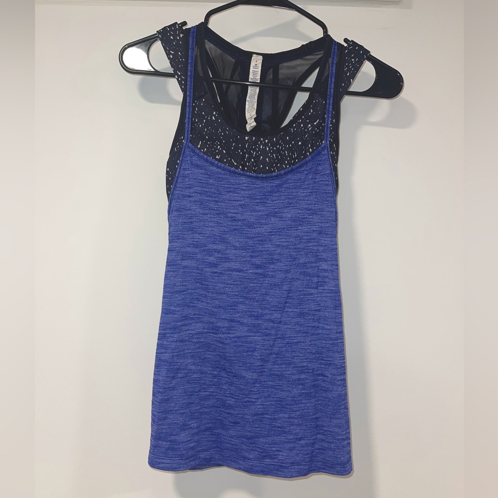 Lululemon Tough It Out Tank size 4 women’s Heathered Sapphire/ButterflTexture
